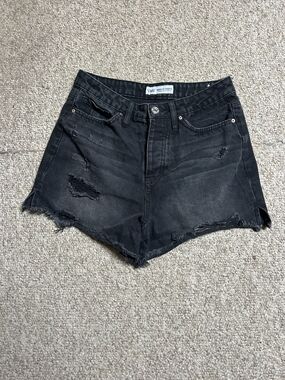 YMI Black Distressed High-Rise Jean Shorts